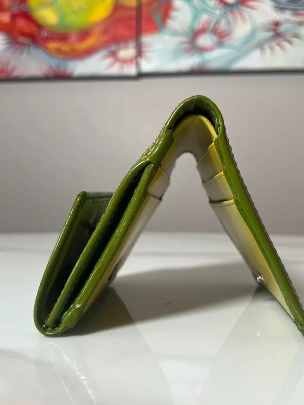 Coach Leatherware Est. 1941 Lime Green Leather Bifold Wallet Vintage Y2K - Picture 7 of 10